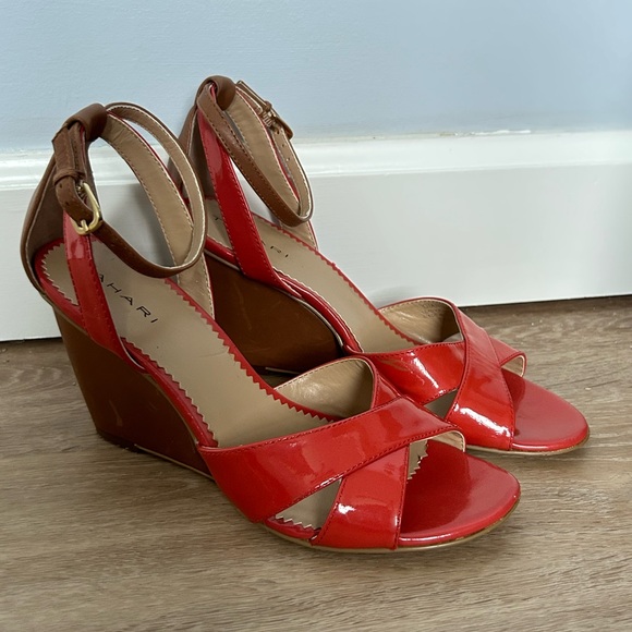 Tahari Shoes - Tahari Women’s Wedge Shoes, Size 7.5, Red 3.25 Inch High Wedge Shoes, Cute Wedge